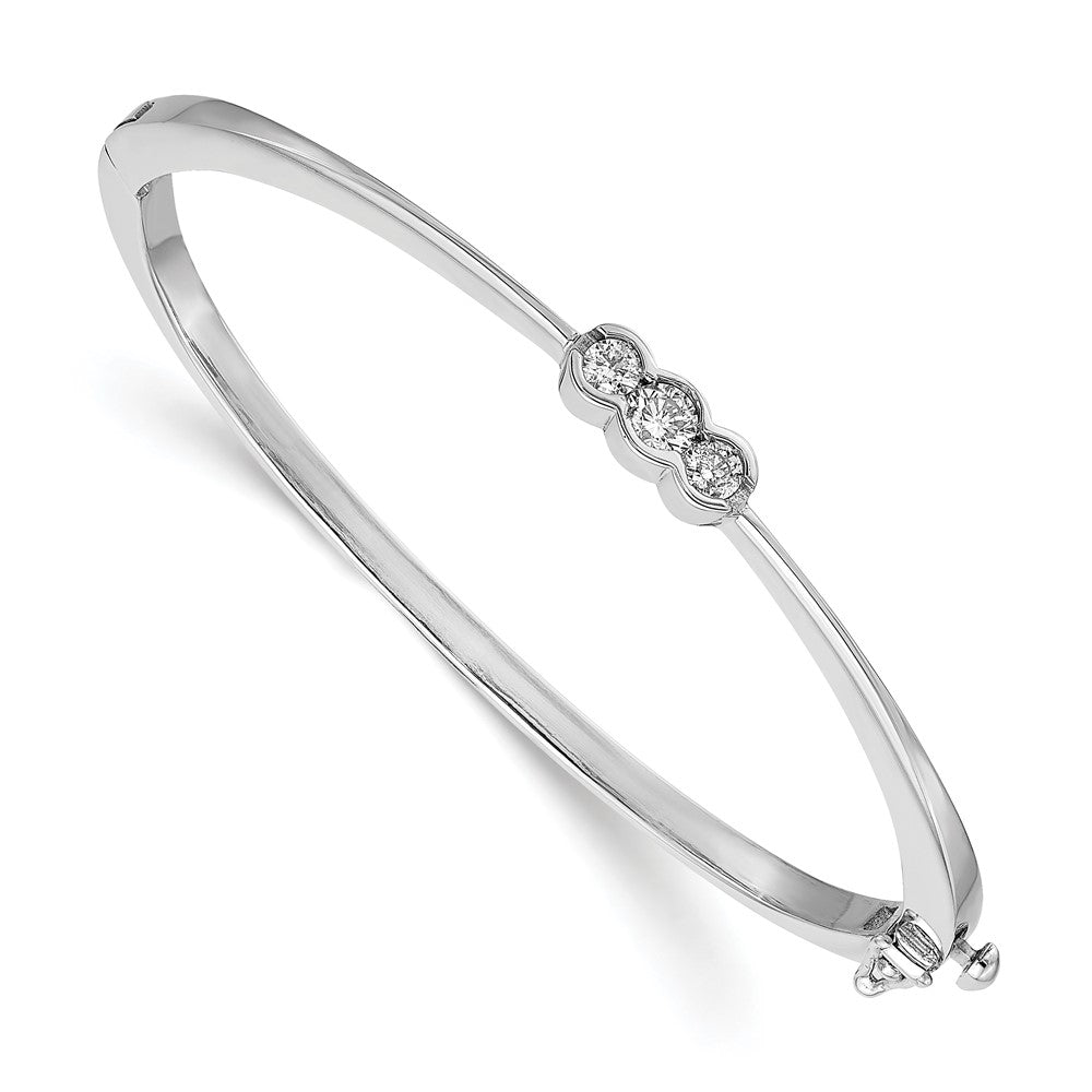14k White Gold  1/4ct Lab Grown Diamond VS/SI+ G+ Comp Bangle Bracelet