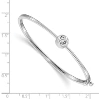 14k White Gold 1ct Lab Grown Diamond VS/SI+ G+ Comp Bezel Bangle Bracelet