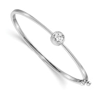 14k White Gold 1ct Lab Grown Diamond VS/SI+ G+ Comp Bezel Bangle Bracelet