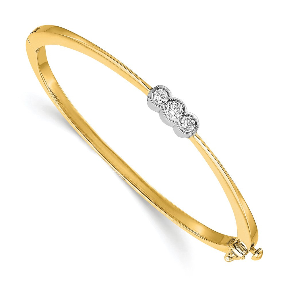 14k Two-Tone 1/4ct Lab Grown Diamond VS/SI+ G+ Comp Bangle Bracelet