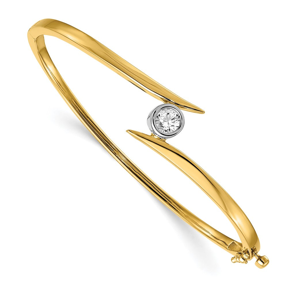 14k Two-Tone 1/2ct Lab Grown Diamond VS/SI+ G+ Comp Bangle Bracelet