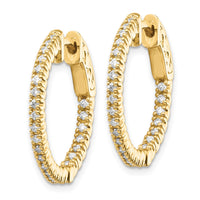 14k 3/8ct Lab Grown Dia VS/SI+ G+ Comp Safety Clasp In/Out Hoop Earrings
