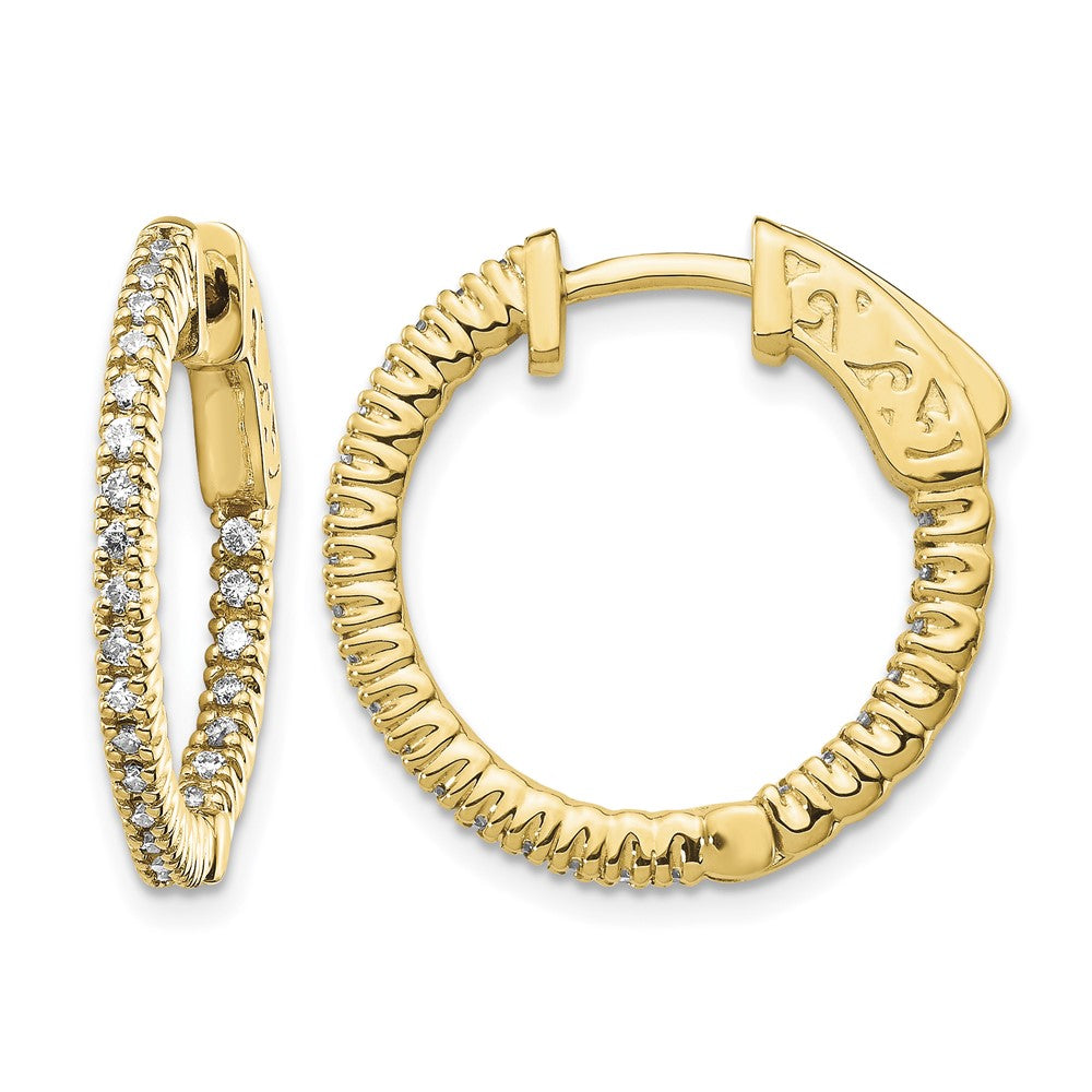 14k 3/8ct Lab Grown Dia VS/SI+ G+ Comp Safety Clasp In/Out Hoop Earrings
