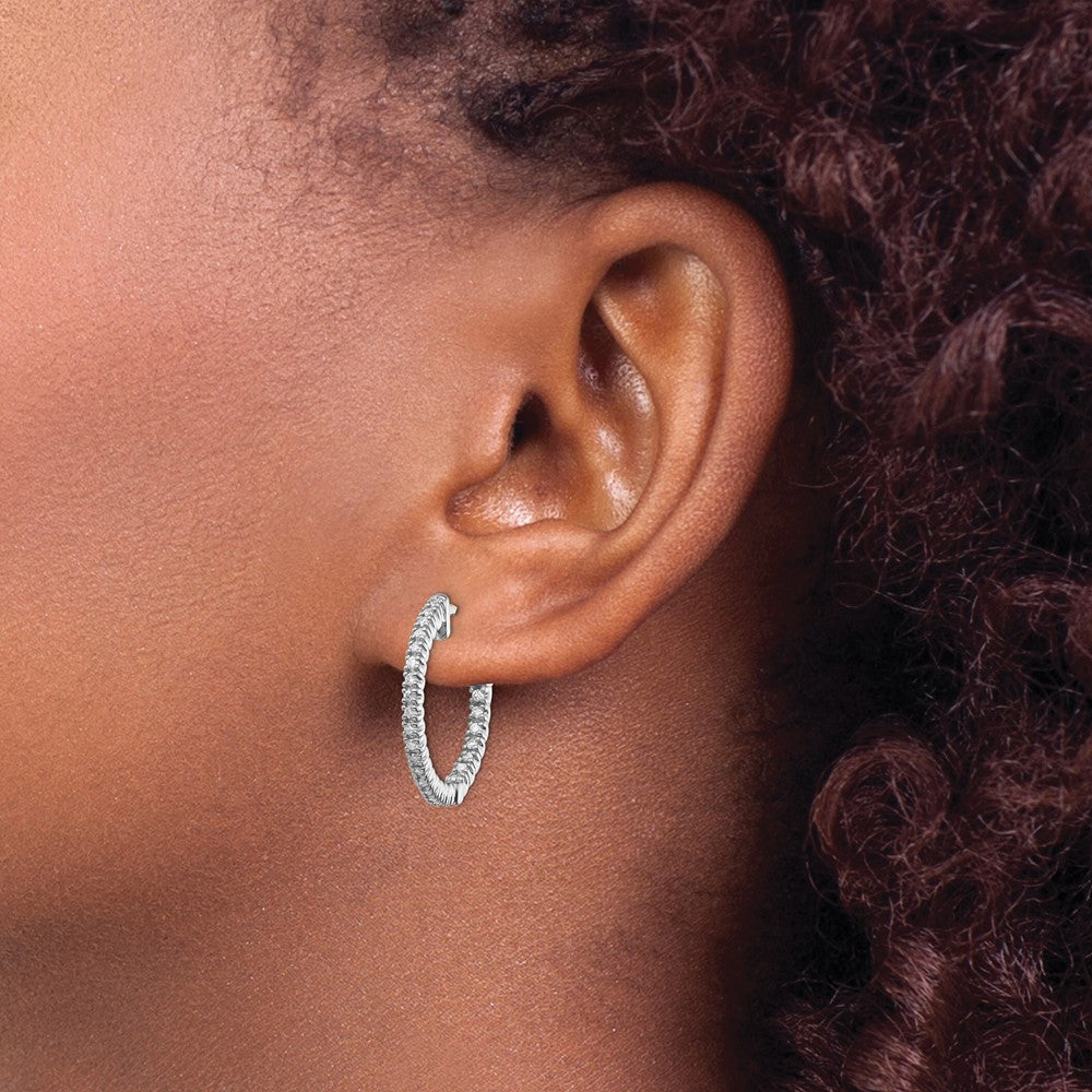 14kw 3/8ct Lab Grown Dia VS/SI+ G+ Comp Safety Clasp In/Out Hoop Earrings