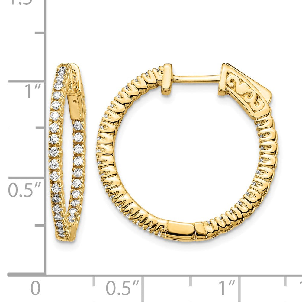 14k 5/8ct Lab Grown Dia VS/SI+ G+ Comp Safety Clasp In/Out Hoop Earrings