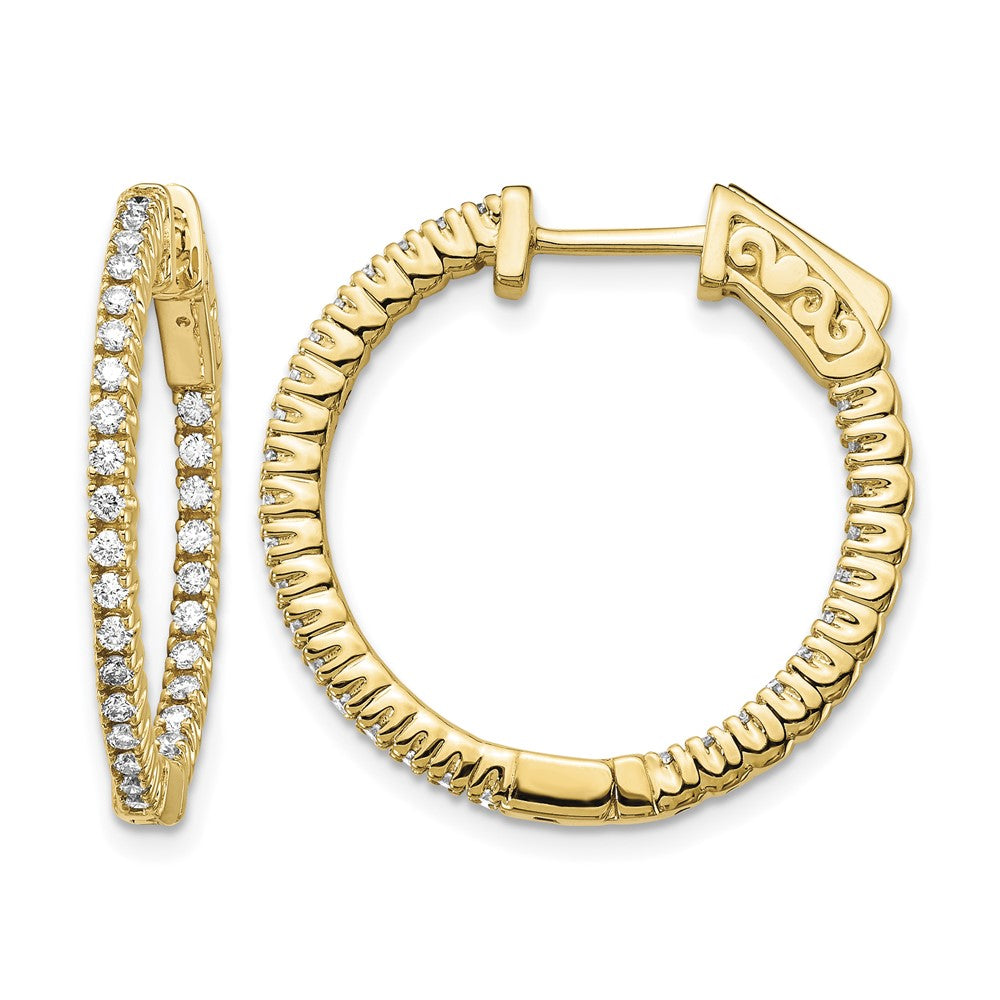 14k 5/8ct Lab Grown Dia VS/SI+ G+ Comp Safety Clasp In/Out Hoop Earrings