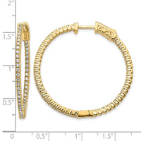 14k 3/4ct Lab Grown Dia VS/SI+ G+ Comp Safety Clasp In/Out Hoop Earrings