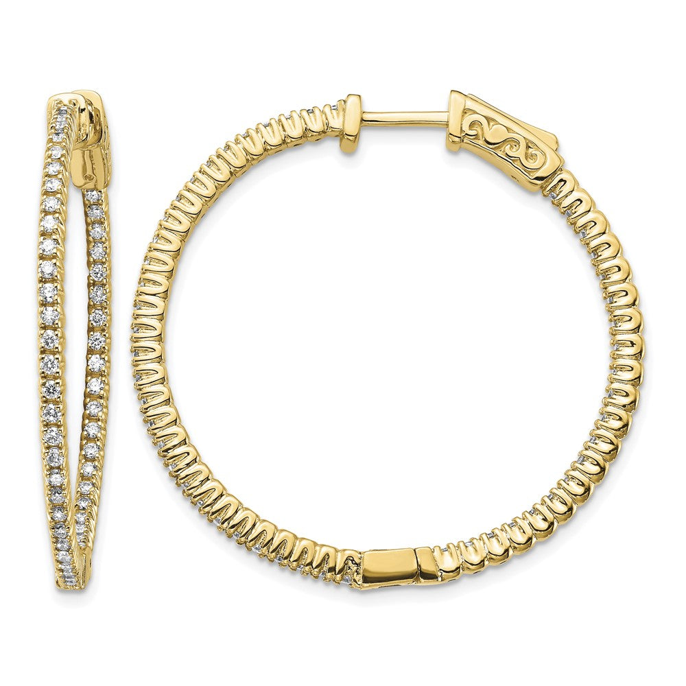 14k 3/4ct Lab Grown Dia VS/SI+ G+ Comp Safety Clasp In/Out Hoop Earrings