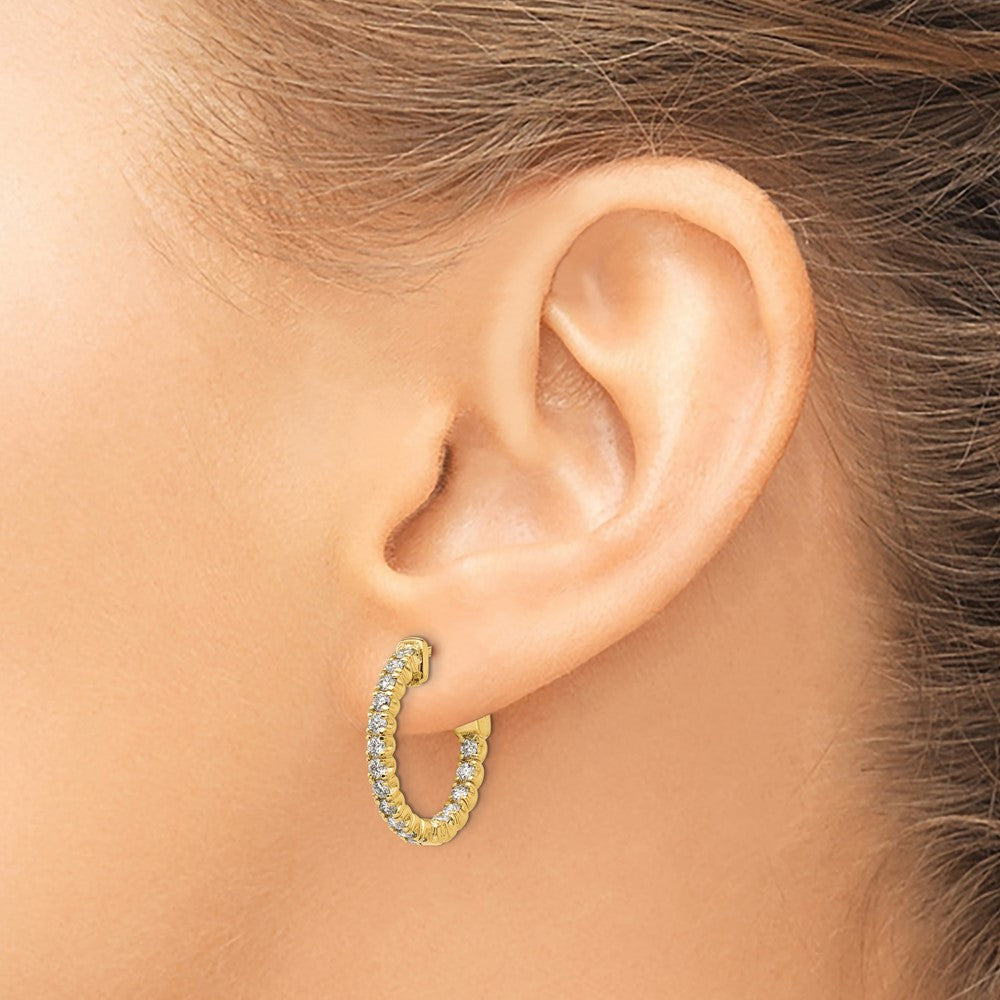 TO 14k 1ct Lab Grown DIA. VS+ F+ Comp. In&Out Hoops