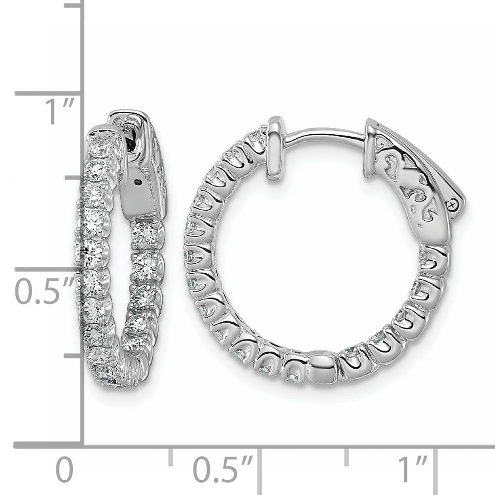 14kw 1 ct Lab Grown Dia VS/SI+ G+ Round In/Out Safety Clasp Hoop Earrings