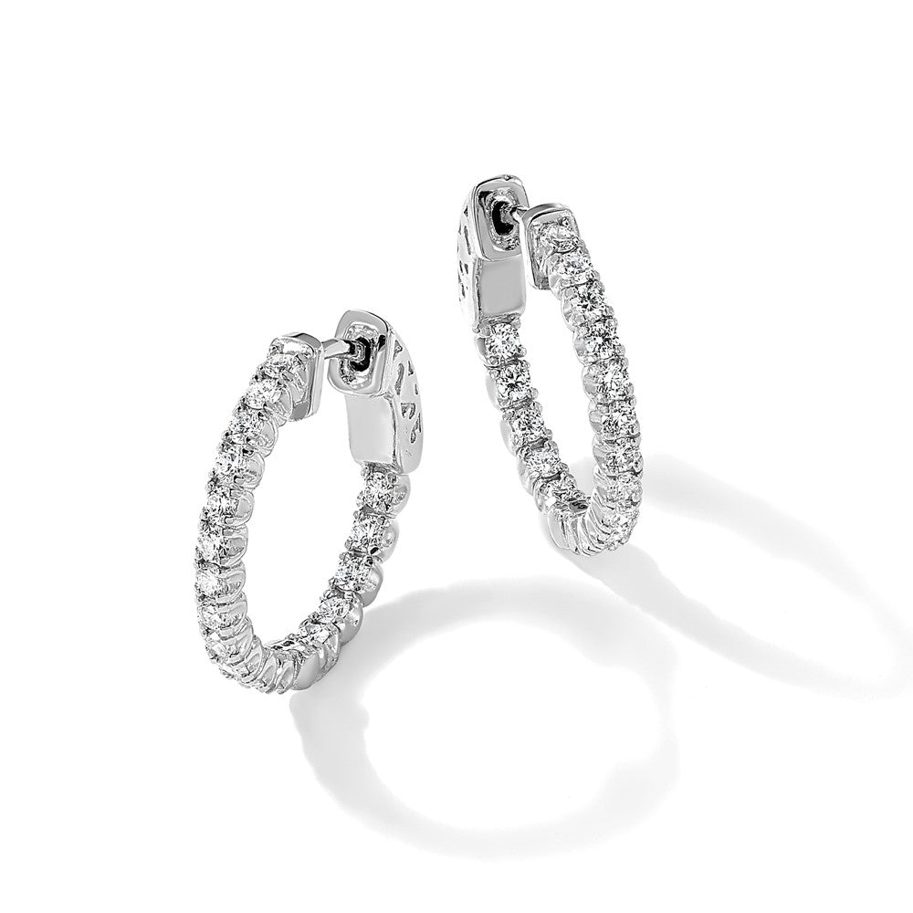 14kw 1 ct Lab Grown Dia VS/SI+ G+ Round In/Out Safety Clasp Hoop Earrings
