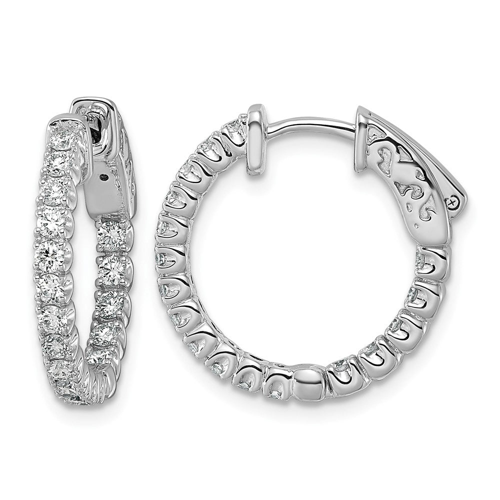 14kw 1 ct Lab Grown Dia VS/SI+ G+ Round In/Out Safety Clasp Hoop Earrings