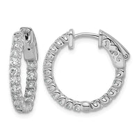 14kw 1 ct Lab Grown Dia VS/SI+ G+ Round In/Out Safety Clasp Hoop Earrings
