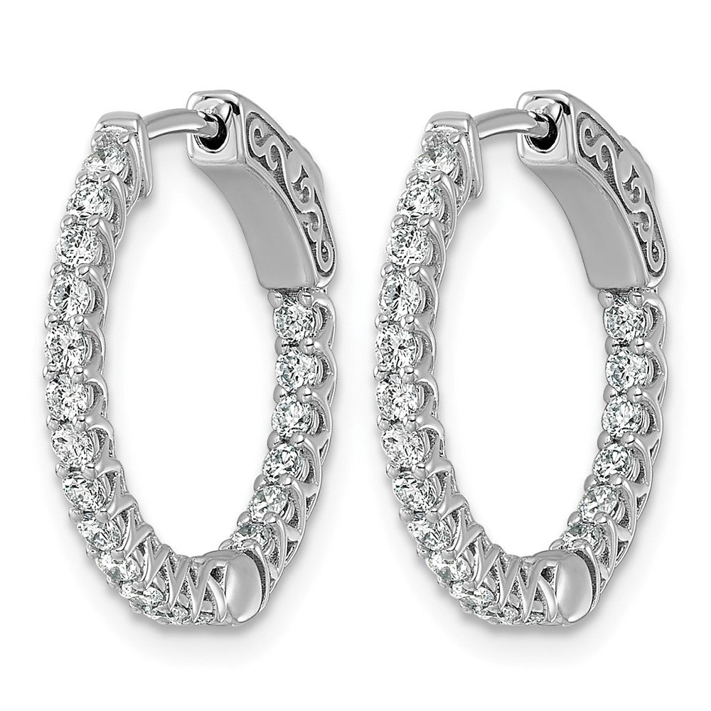 14kw 3/4 ct Lab Grown Dia VS/SI+ G+ Round In/Out Safety Clasp Hoop Earrings