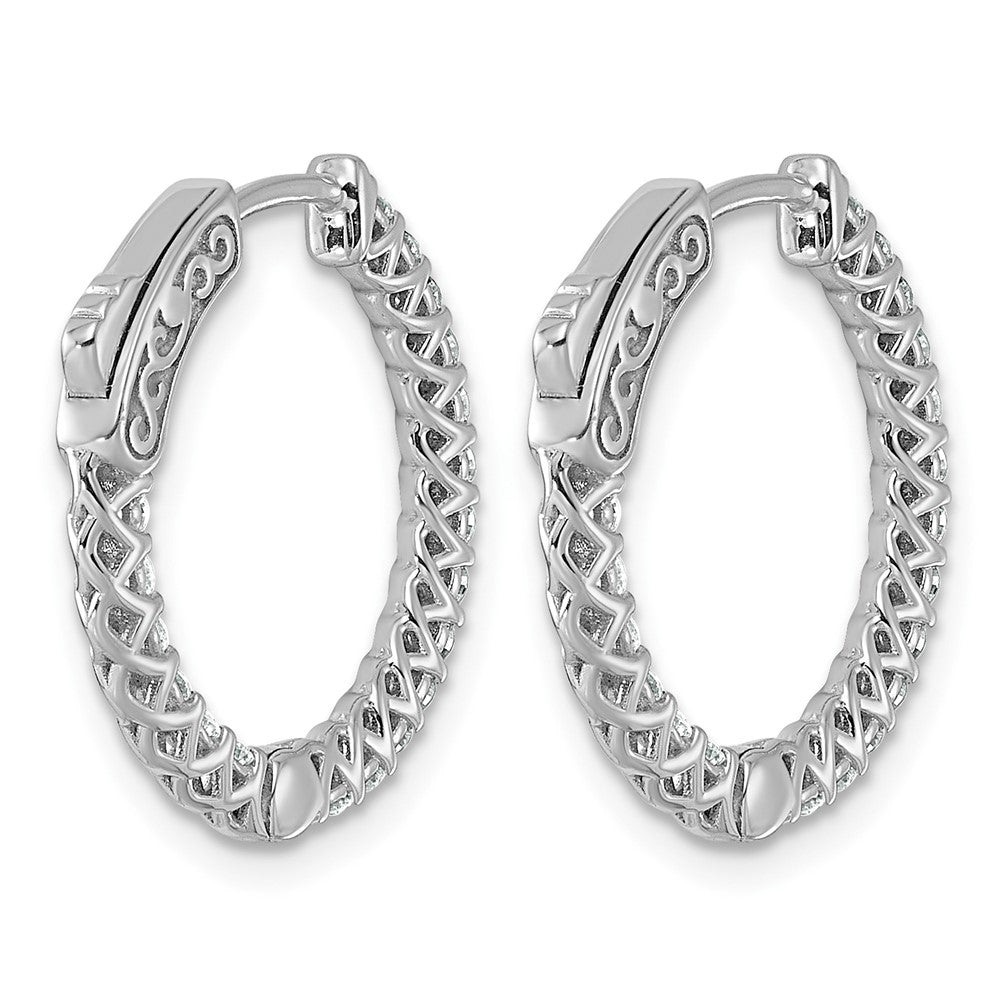 14kw 3/4 ct Lab Grown Dia VS/SI+ G+ Round In/Out Safety Clasp Hoop Earrings