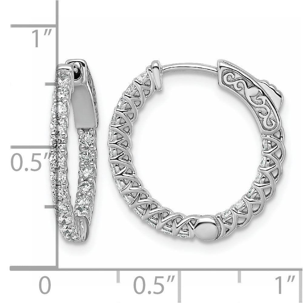 14kw 3/4 ct Lab Grown Dia VS/SI+ G+ Round In/Out Safety Clasp Hoop Earrings