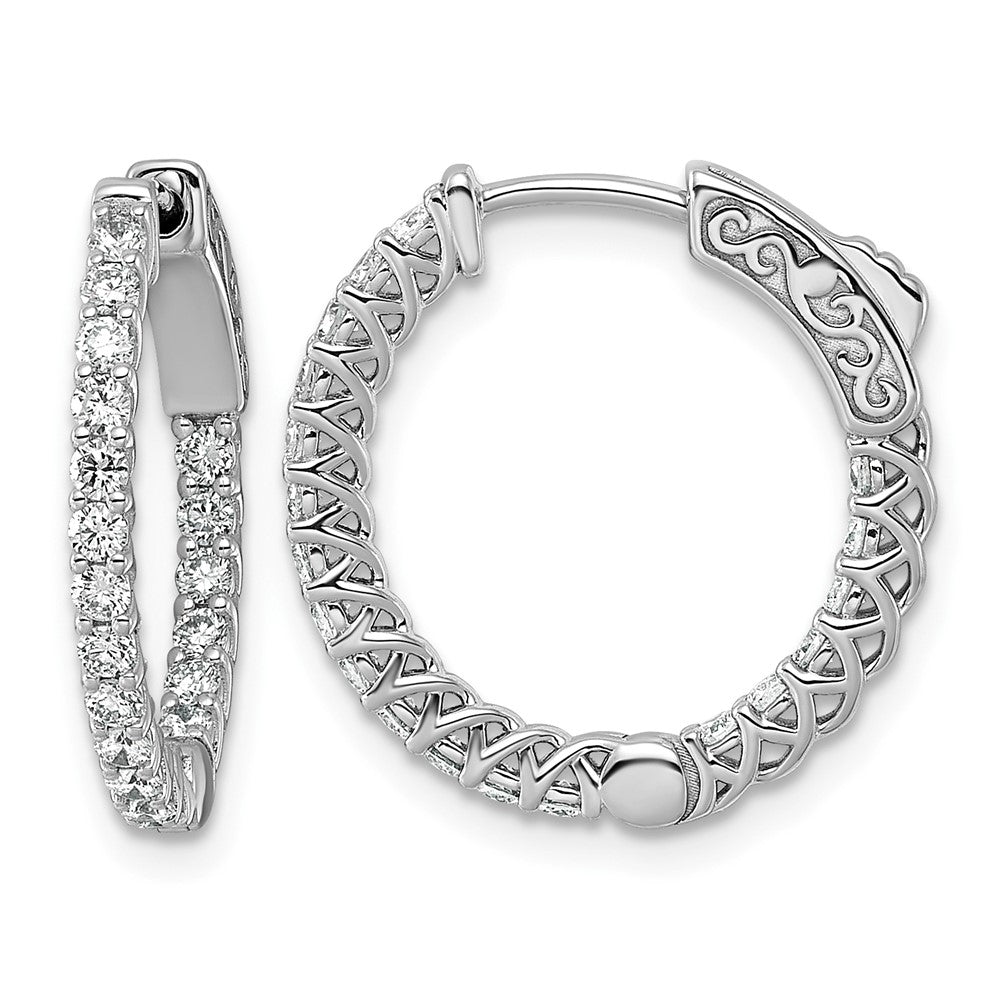 14kw 3/4 ct Lab Grown Dia VS/SI+ G+ Round In/Out Safety Clasp Hoop Earrings