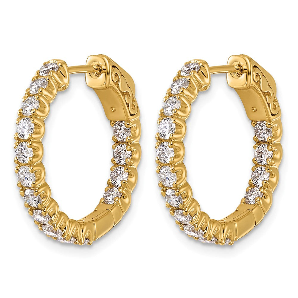 14k 1 1/2 ct Lab Grown Dia VS/SI+ G+ Round In/Out Safety Clasp Hoop Earring
