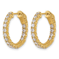 14k 1 1/2 ct Lab Grown Dia VS/SI+ G+ Round In/Out Safety Clasp Hoop Earring