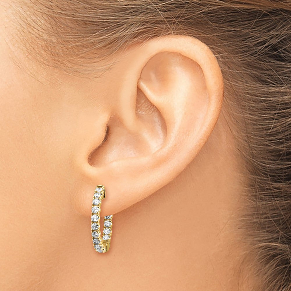14k 1 1/2 ct Lab Grown Dia VS/SI+ G+ Round In/Out Safety Clasp Hoop Earring