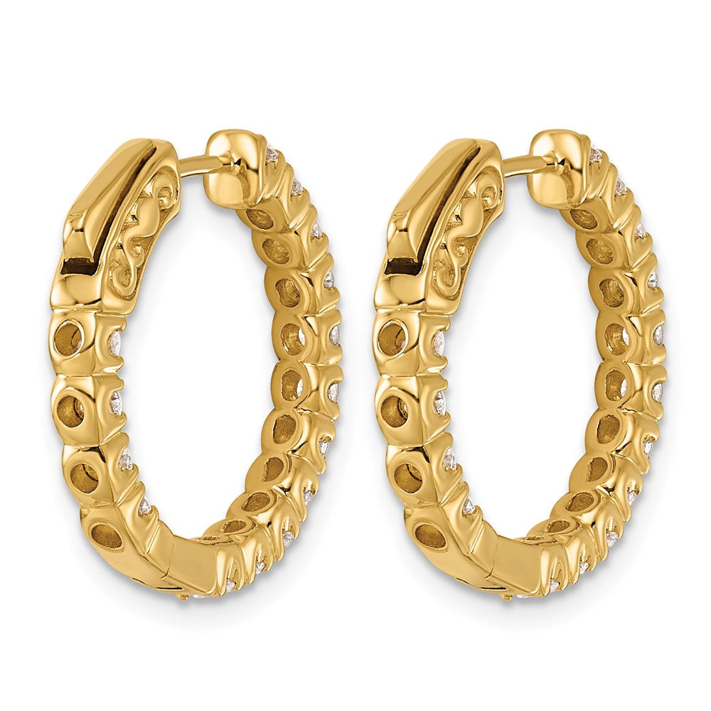 14k 1 1/2 ct Lab Grown Dia VS/SI+ G+ Round In/Out Safety Clasp Hoop Earring