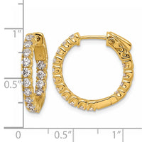 14k 1 1/2 ct Lab Grown Dia VS/SI+ G+ Round In/Out Safety Clasp Hoop Earring