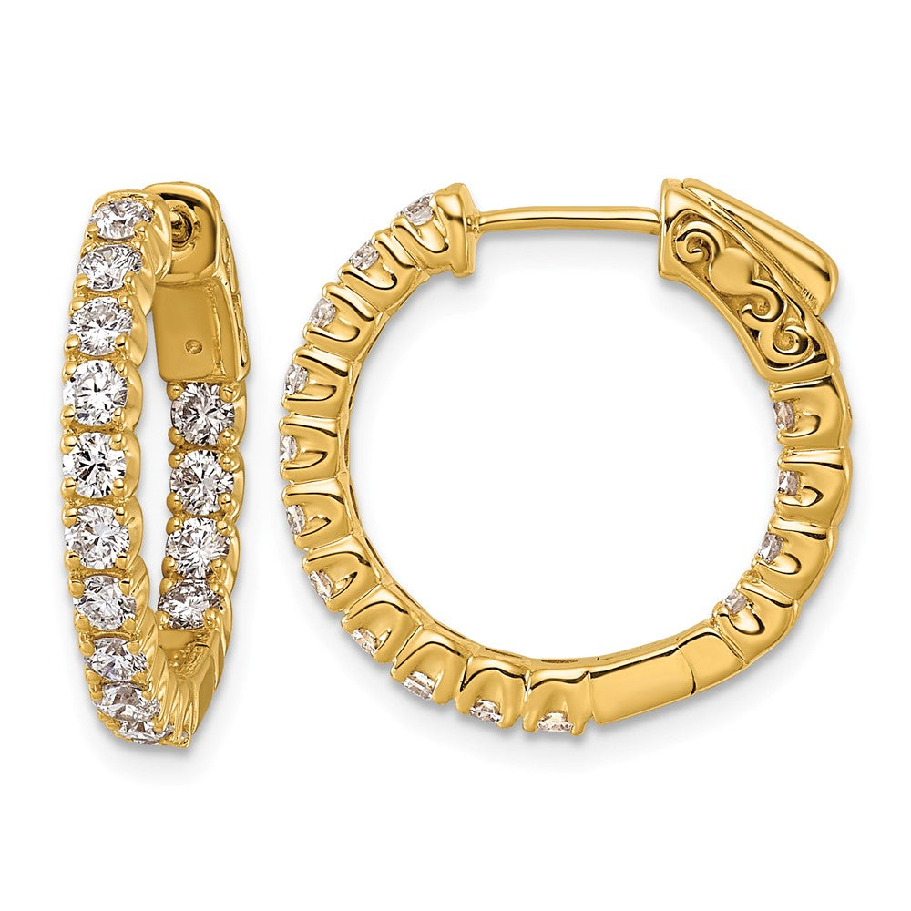 14k 1 1/2 ct Lab Grown Dia VS/SI+ G+ Round In/Out Safety Clasp Hoop Earring