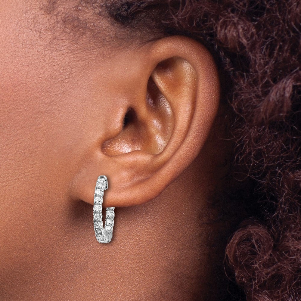 14kw 1 1/2 ct Lab Grown Dia VS/SI+ G+ In/Out Safety Clasp Hoop Earrings