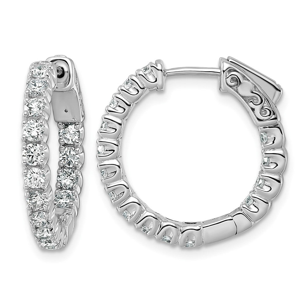 14kw 1 1/2 ct Lab Grown Dia VS/SI+ G+ In/Out Safety Clasp Hoop Earrings