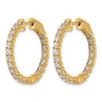 14k 2ct Lab Grown Dia VS/SI+ G+ Comp In/Out Safety Clasp Hoop Earrings