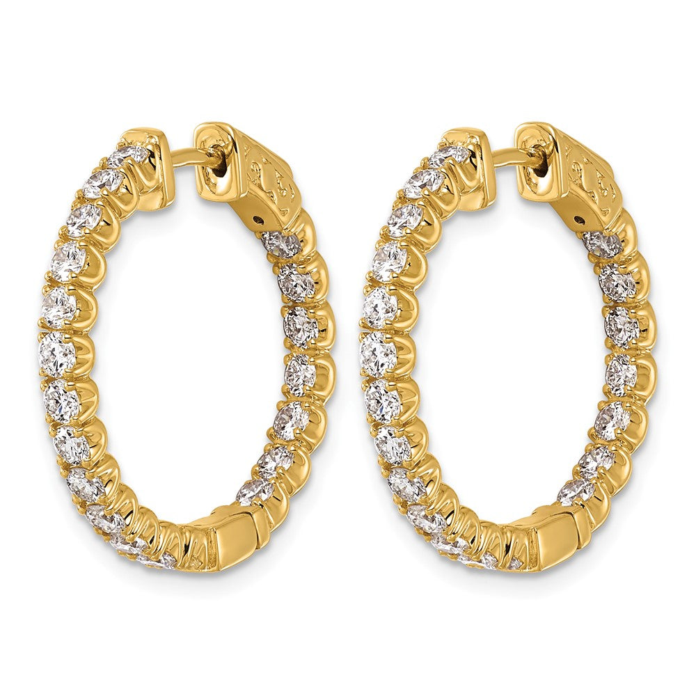14k 2ct Lab Grown Dia VS+ F+ Round Comp In/Out Safety Clasp Hoop Earrings