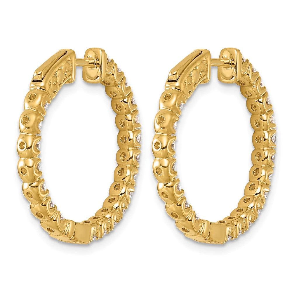 14k 2ct Lab Grown Dia VS+ F+ Round Comp In/Out Safety Clasp Hoop Earrings
