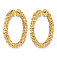 14k 2ct Lab Grown Dia VS+ F+ Round Comp In/Out Safety Clasp Hoop Earrings