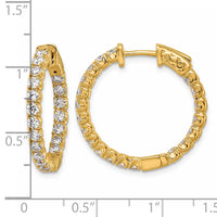14k 2ct Lab Grown Dia VS+ F+ Round Comp In/Out Safety Clasp Hoop Earrings