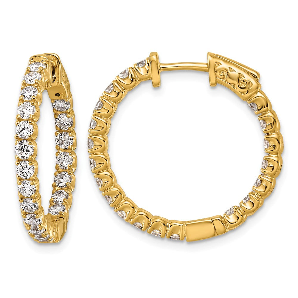 14k 2ct Lab Grown Dia VS/SI+ G+ Comp In/Out Safety Clasp Hoop Earrings