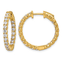 14k 2ct Lab Grown Dia VS/SI+ G+ Comp In/Out Safety Clasp Hoop Earrings