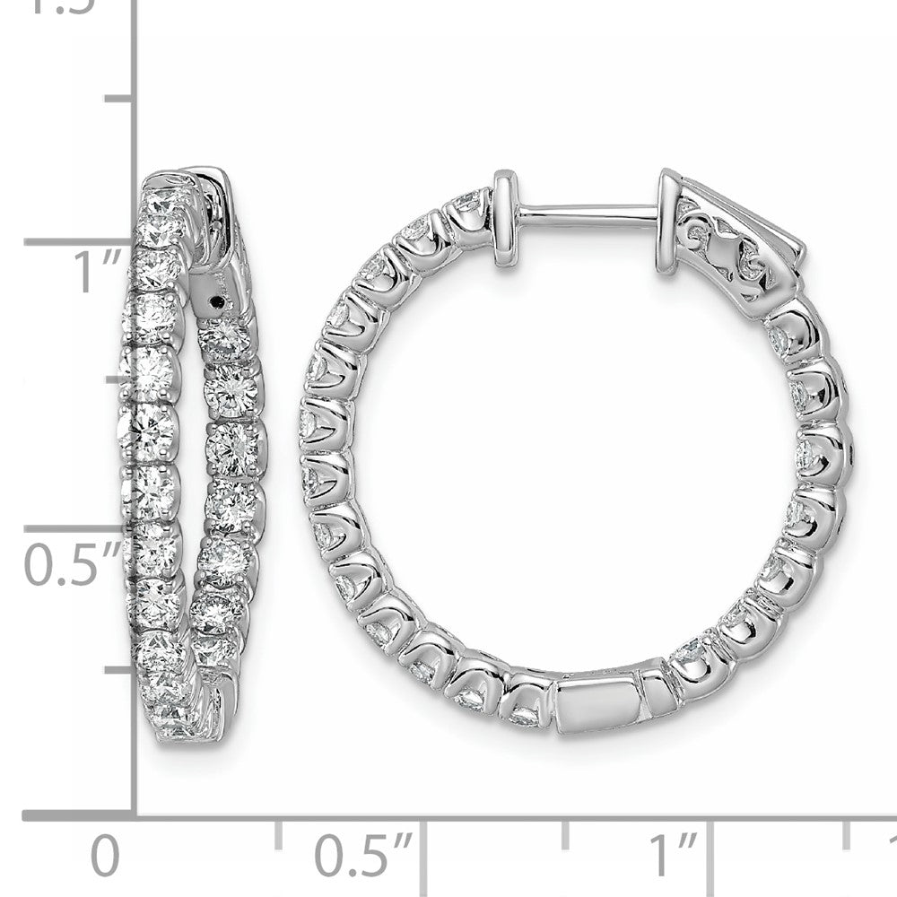 14kw 2ct Lab Grown Dia VS+ F+ Comp In/Out Safety Clasp Hoop Earrings