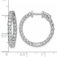14kw 2ct Lab Grown Dia VS+ F+ Comp In/Out Safety Clasp Hoop Earrings