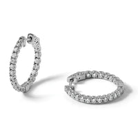 14kw 2ct Lab Grown Dia VS+ F+ Comp In/Out Safety Clasp Hoop Earrings