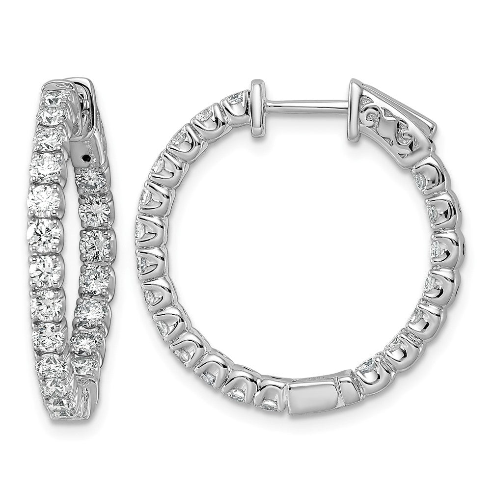 14kw 2ct Lab Grown Dia VS+ F+ Comp In/Out Safety Clasp Hoop Earrings