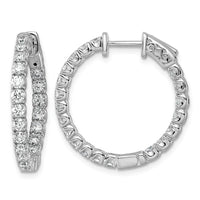 14kw 2ct Lab Grown Dia VS+ F+ Comp In/Out Safety Clasp Hoop Earrings