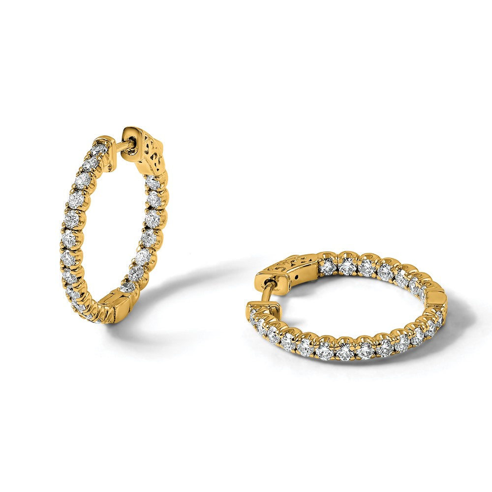 14k 2ct Lab Grown Dia VS/SI+ G+ Comp In/Out Safety Clasp Hoop Earrings