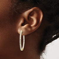 14k 3 1/3 ct Lab Grown Dia VS/SI+ G+ Round In/Out Safety Clasp Hoop Earring
