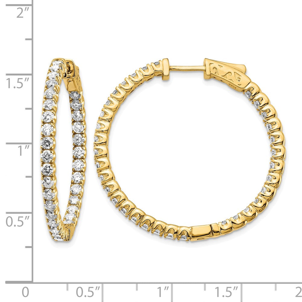 14k 3 1/3 ct Lab Grown Dia VS/SI+ G+ Round In/Out Safety Clasp Hoop Earring