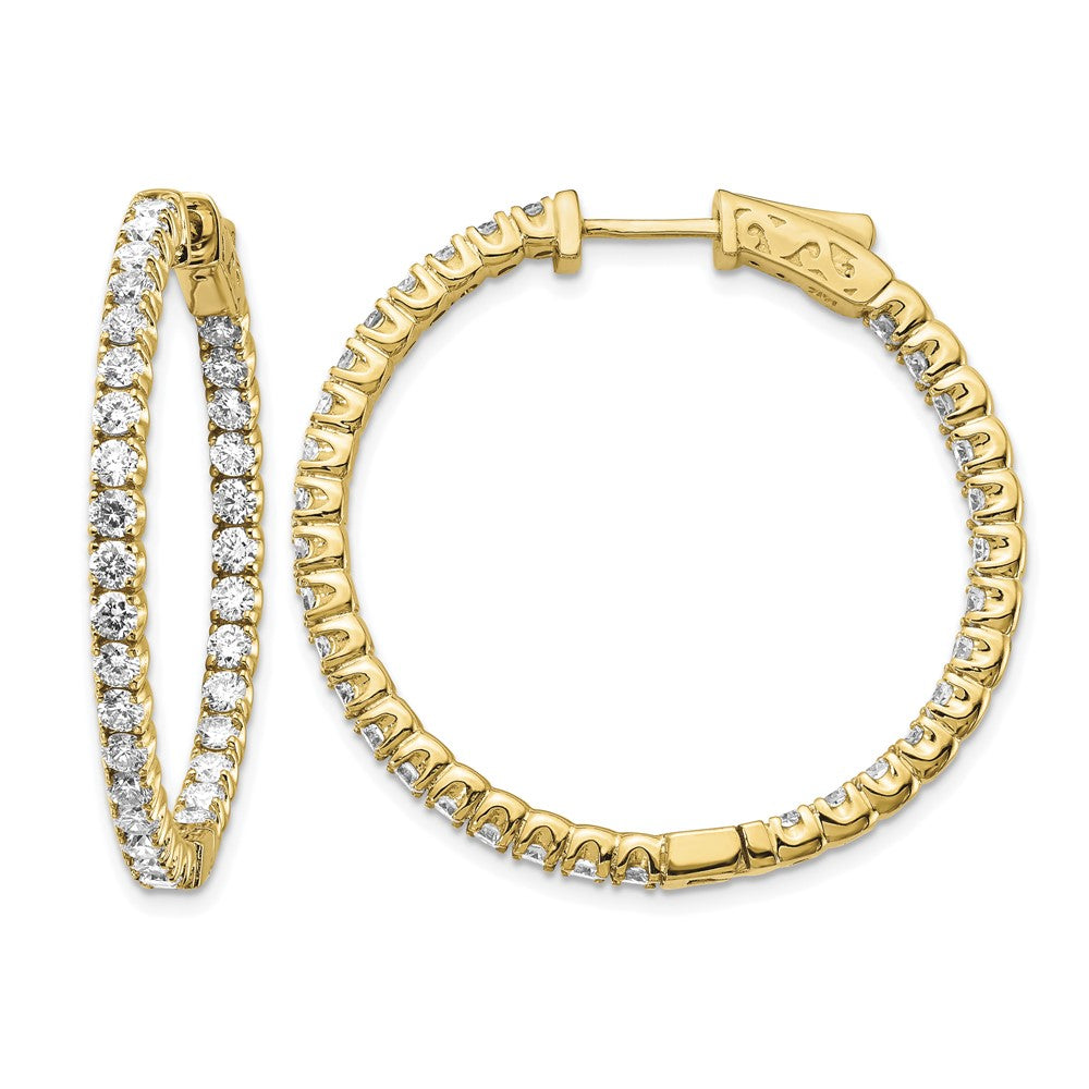 14k 3 1/3 ct Lab Grown Dia VS/SI+ G+ Round In/Out Safety Clasp Hoop Earring