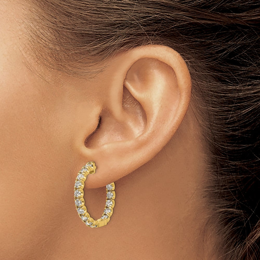 14k 2 3/4 ct Lab Grown Dia VS/SI+ G+ Round In/Out Safety Clasp Hoop Earring