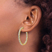 14k 4 7/8 ct Lab Grown Dia VS/SI+ G+ Round In/Out Safety Clasp Hoop Earring