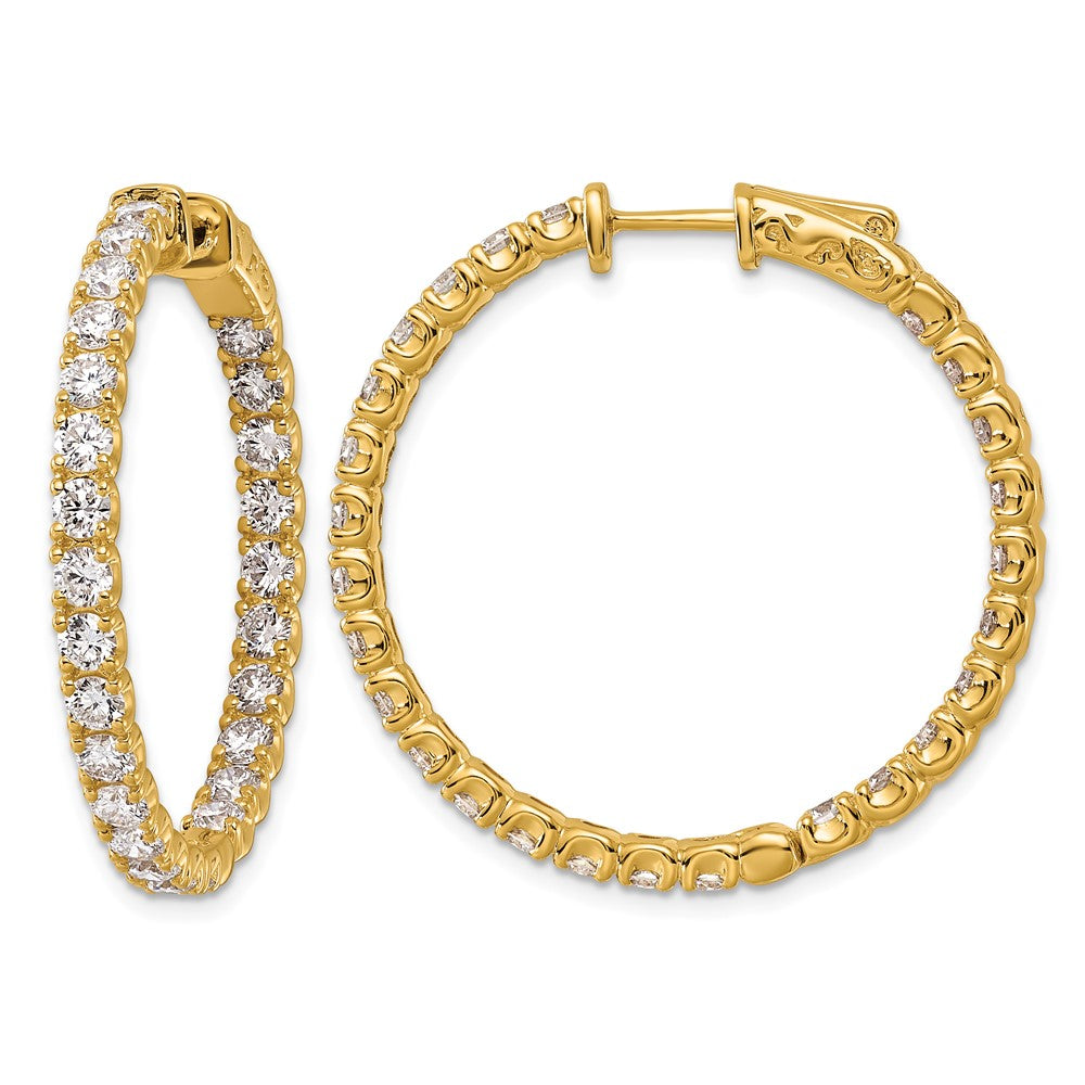 14k 4 7/8 ct Lab Grown Dia VS/SI+ G+ Round In/Out Safety Clasp Hoop Earring