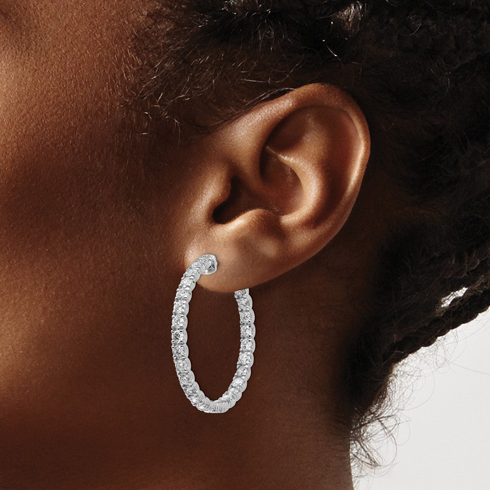 14kw 5.2ct Lab Grown Dia VS/SI+ G+ In/Out Safety Clasp Hoop Earrings