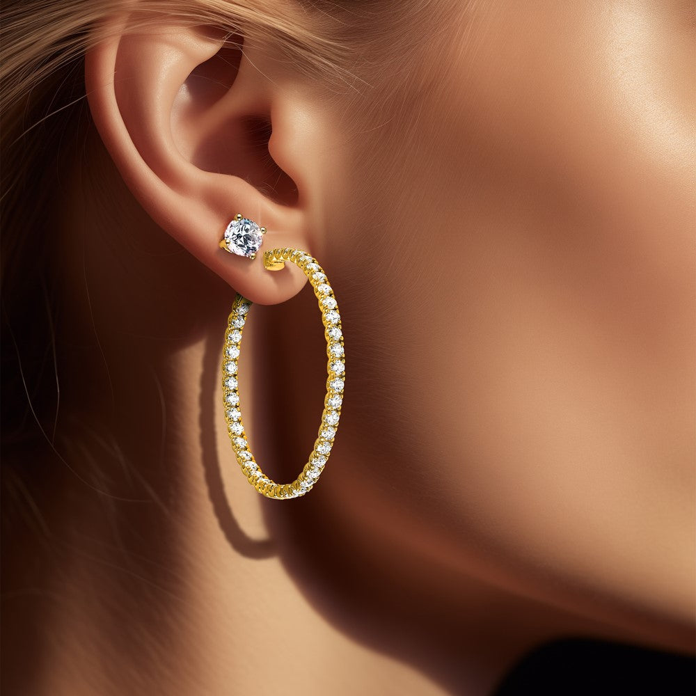 TO 14k 7 1/4ct Lab Grown DIA. VS+ F+ Comp. In&Out Hoops
